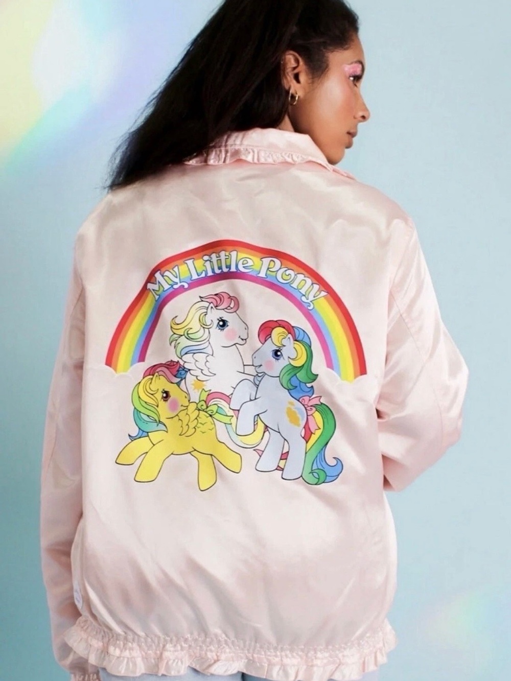 My Little Pony Pink Satin Jacket with Rainbow Ponies